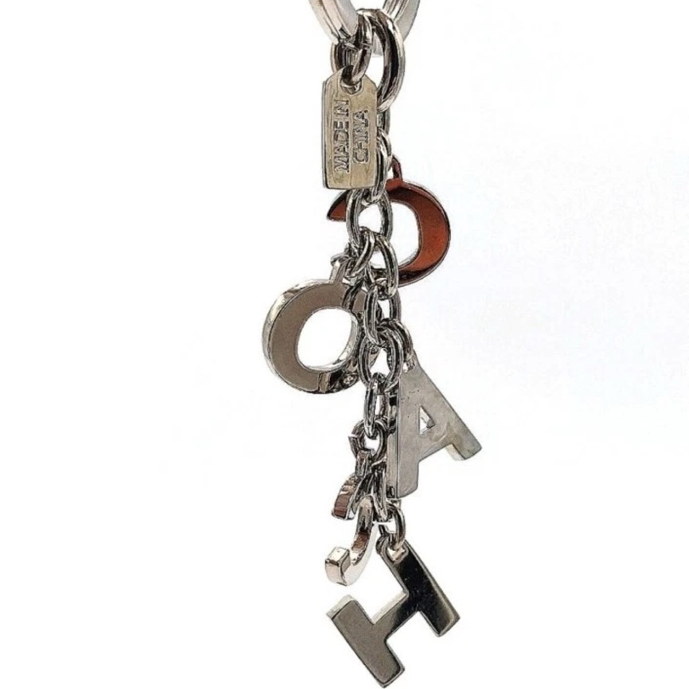 COACH Crystal Pave Silver Multi Charm Keychain Key Ring FOB Accessory rare. NWOT - Picture 3 of 6
